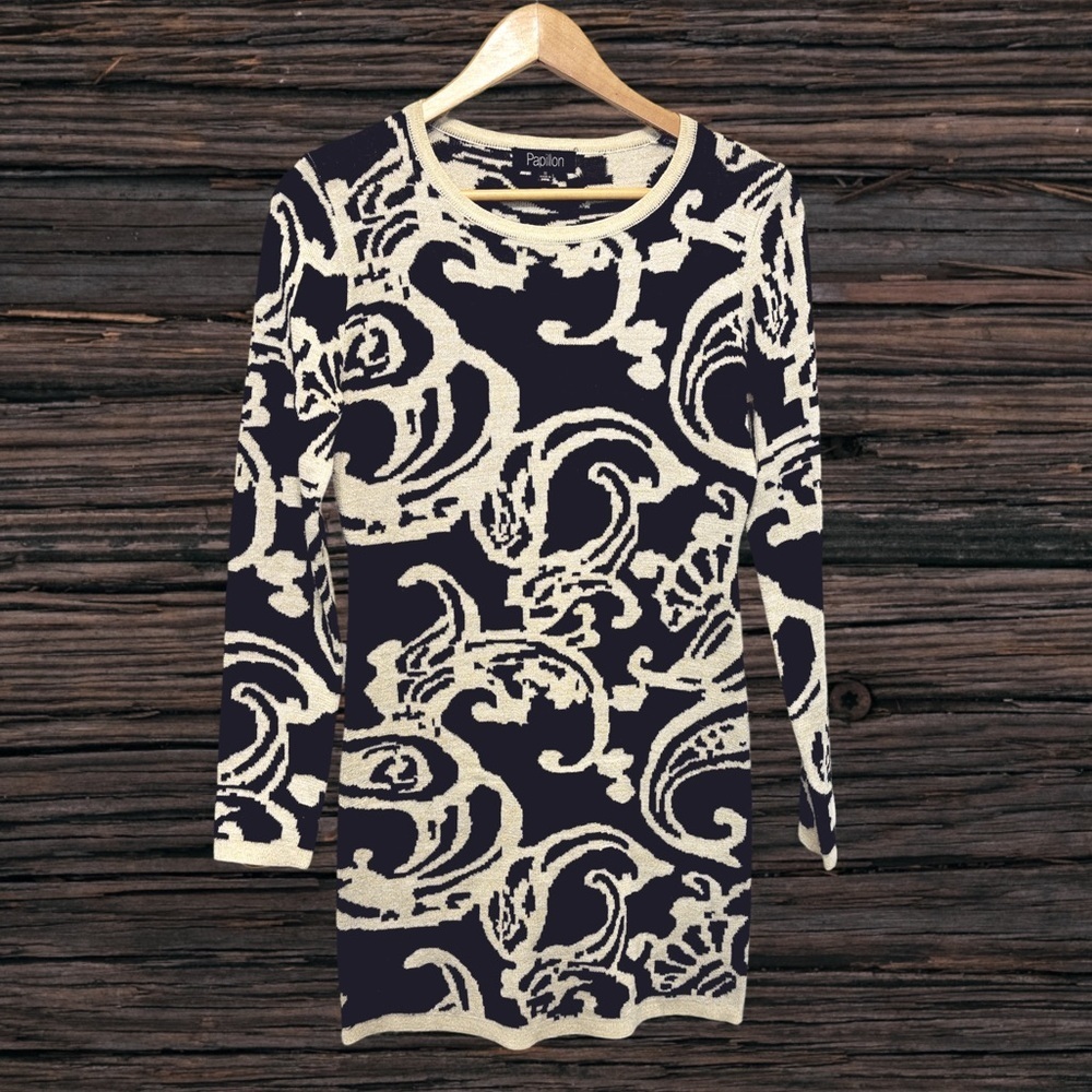 Papillon Blanc Black and Cream Mini Dress